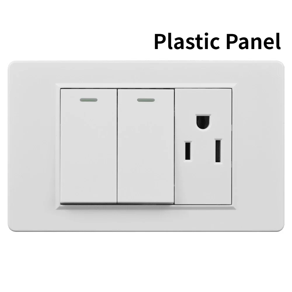 Melery US Power Wall Socket USB Type C Light Switch Double Pole Plastic&Glass Panel Outlet Plate Home Office Electrical Plug-Melery