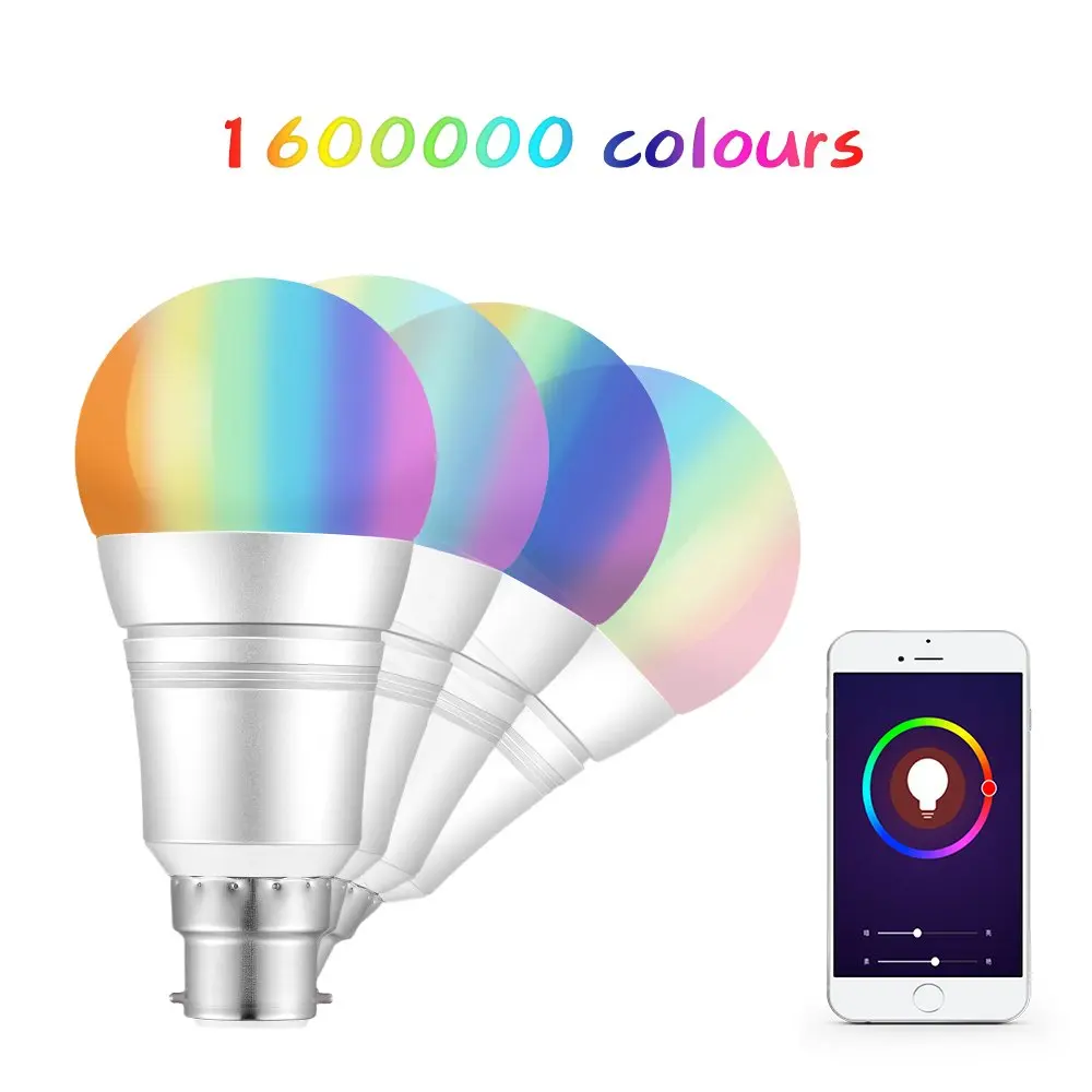 Melery B22 Wifi Smart Bulb Dimmable LED Ceiling Light 9W Bayonet 60W Equivalent RGB Warm Cold White Remote Control by Alexa Google Home-Melery