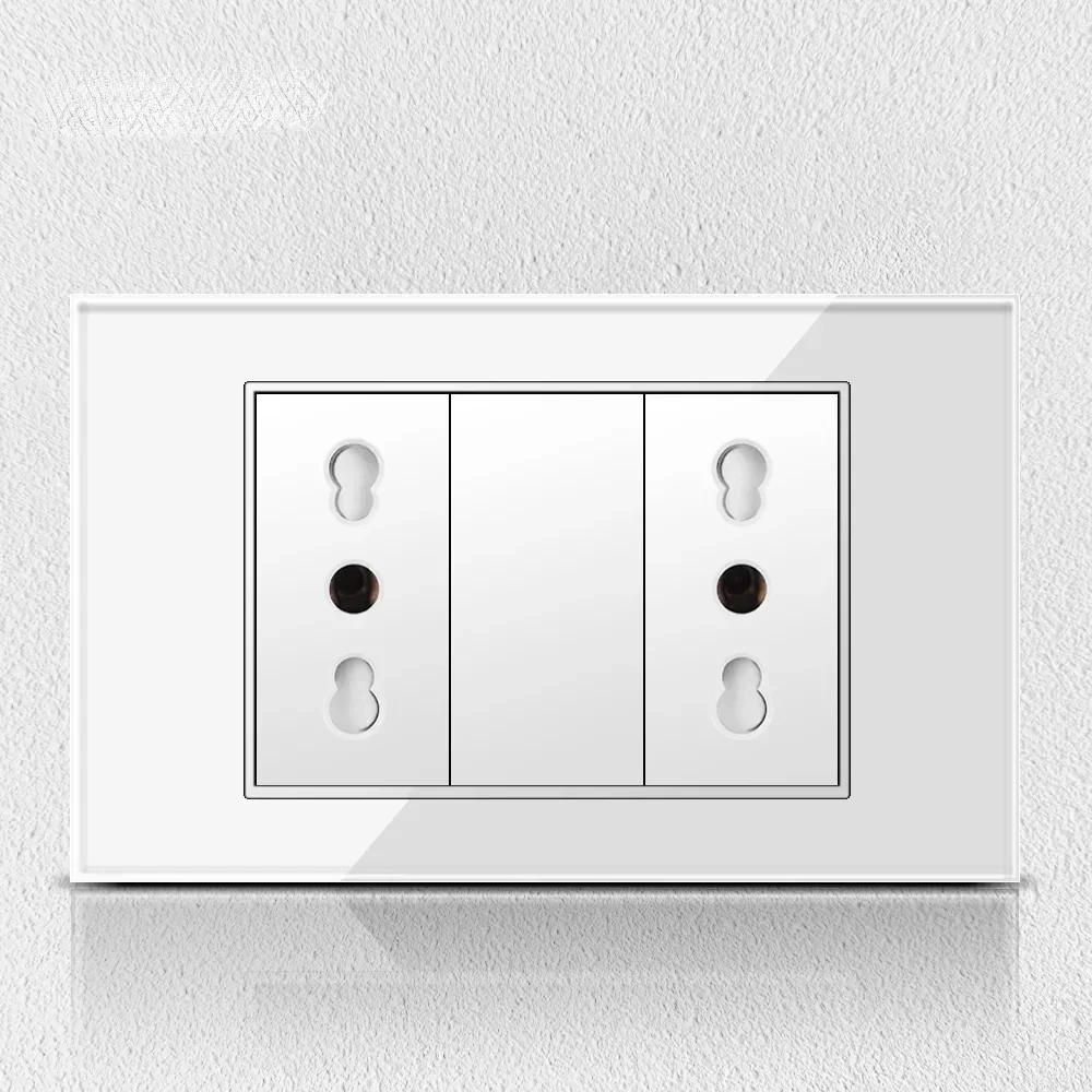 Melery Chile Italy Standard White Tempered Glass Home Office EU Outlet USb Type C Korea Wall Socket Light Pressure Switch 118-Melery