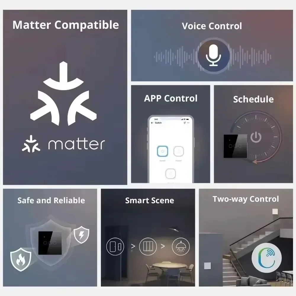 Melery Matter Smart Wall Socket AU Electrical Plug Outlet Power Glass Panel Voice Remote,SmartThings Homekit Alexa Google Home-Melery