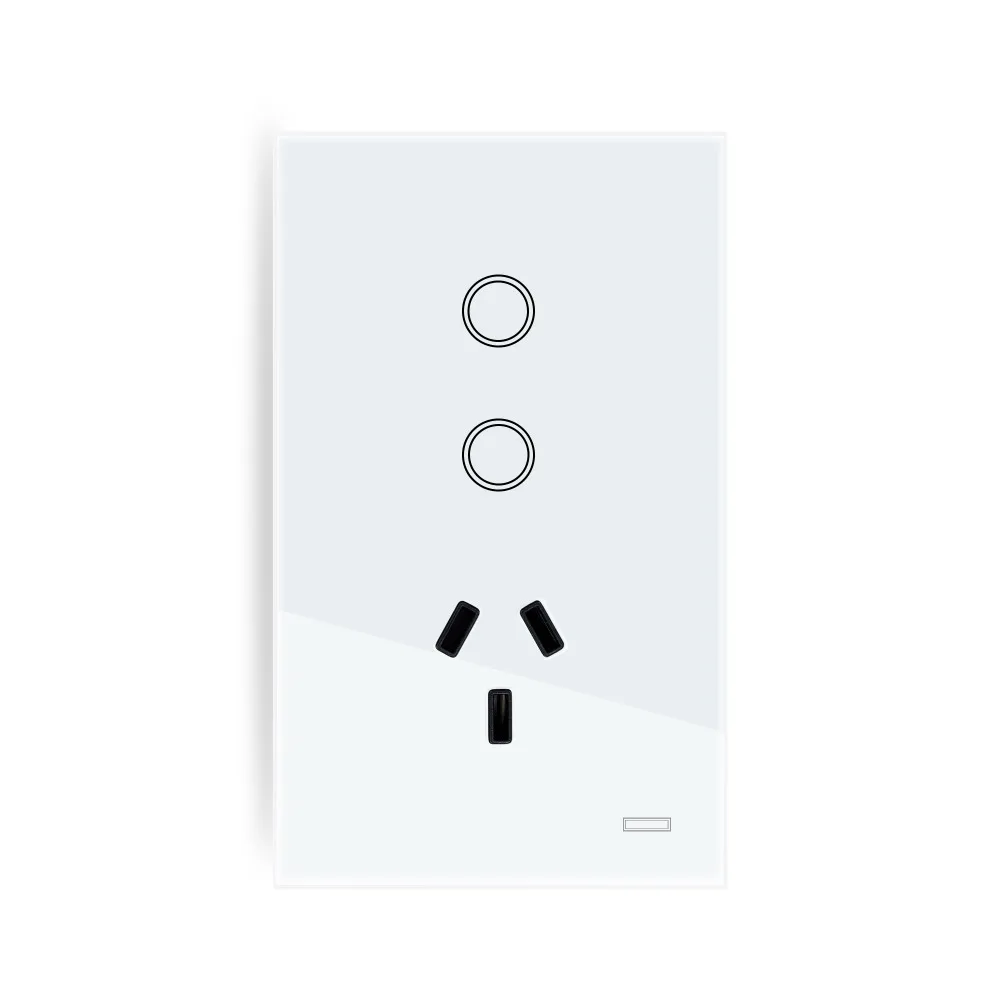 Melery Wifi Smart Tuya Light Switch Argentina Plug Wall Socket Australia Outlet Touch Glass Panel Remote by Alexa Google Home-Melery