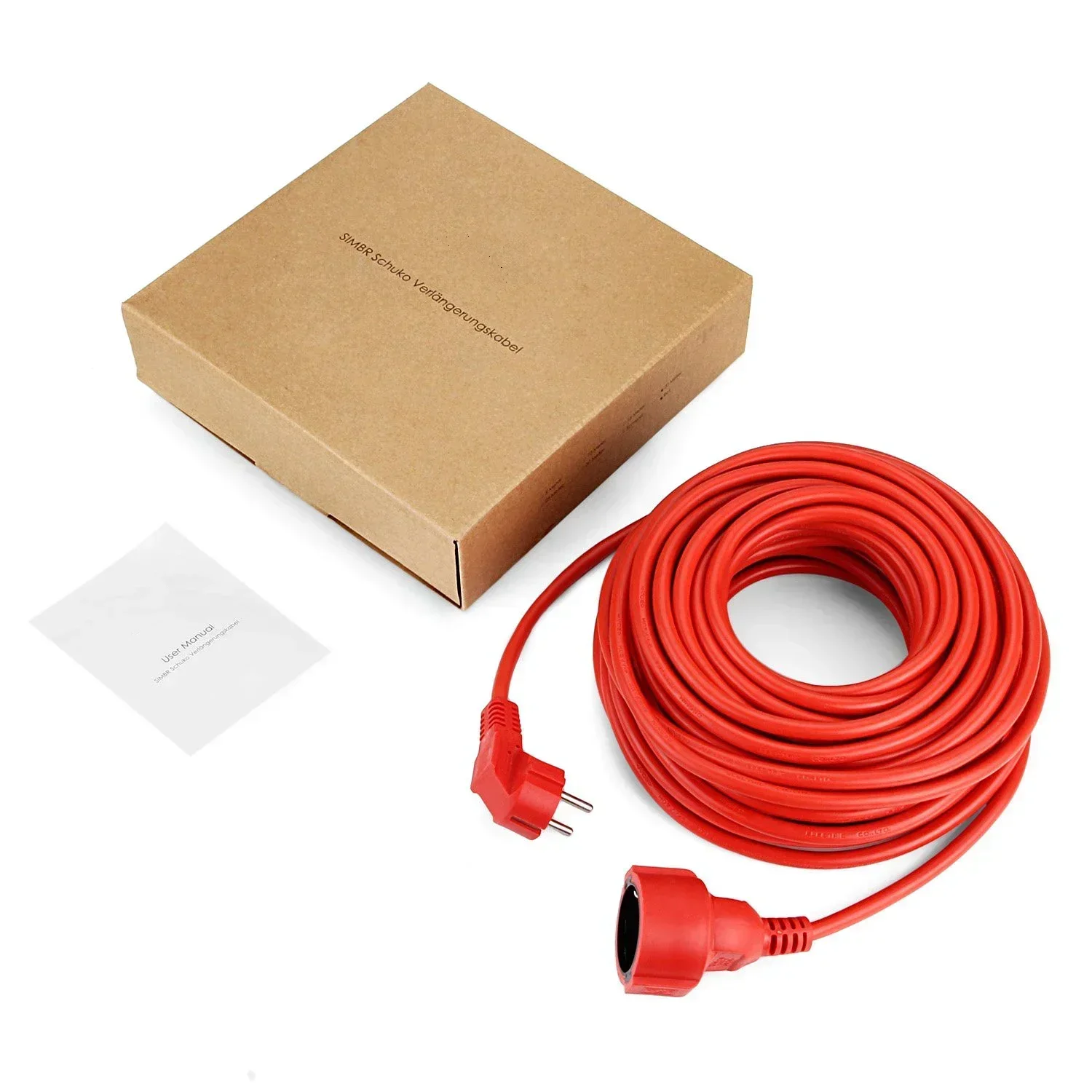 Melery  Power Strip Extension Cord 5/10m Cable 10A EU Outlets 2500w Electric Schuko Red Indoor Outdoor Plug Sockets Engineering-Melery