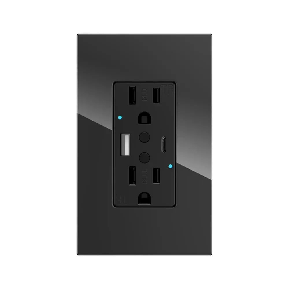 Melery Wifi Smart Tuya US Wall Socket USB Type-C PD 20W Fast Charge Outlet Electrical Plug Glass Panel Remote Alexa Google Home-Melery