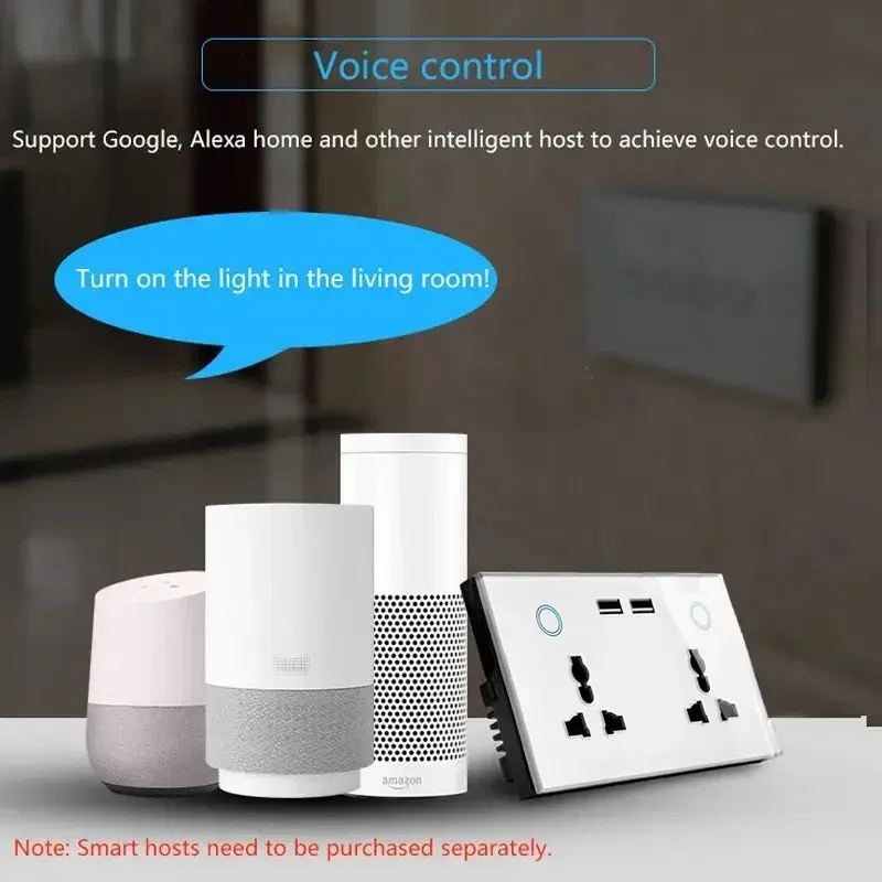 Melery  WIFI Wall Socket TYPE-C USB Universal Electrical Plug Outlet 13A Power Touch Switch Wireless Charge by Alexa Google Home-Melery