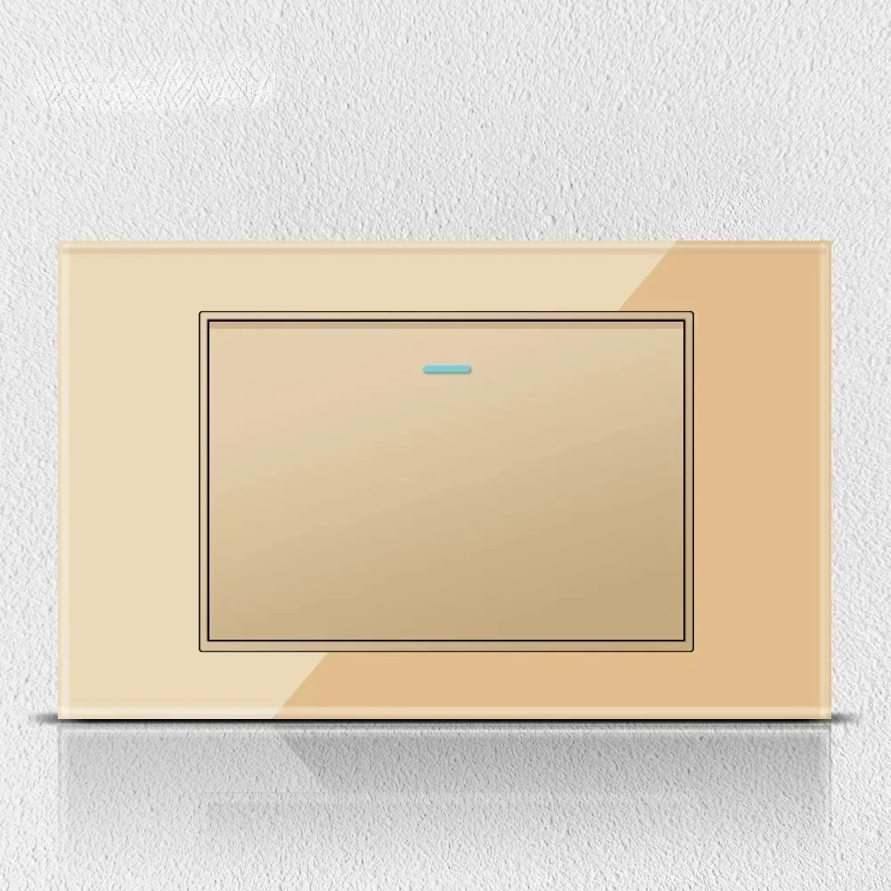 Melery Italy Chile Tempered Gold Glass Home Office EU Korean Outlet USB TypeC Korea Wall Socket Light Pressure Switch Electrical-Melery