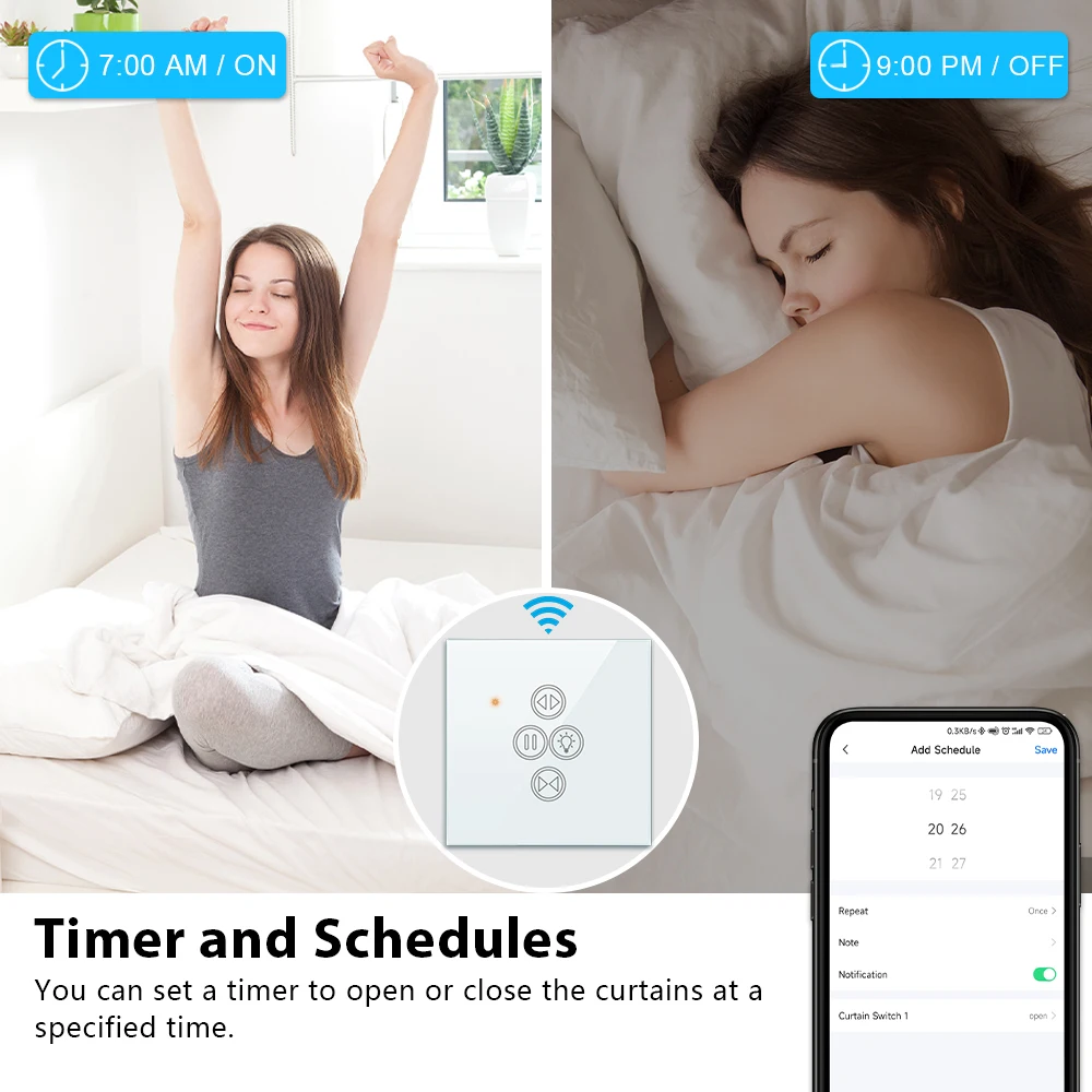 Melery Tuya Smart Life WiFi Roller Shutter Curtain Light Switch for Electric Motorized Blinds Work for Alexa Google Home Voice-Melery