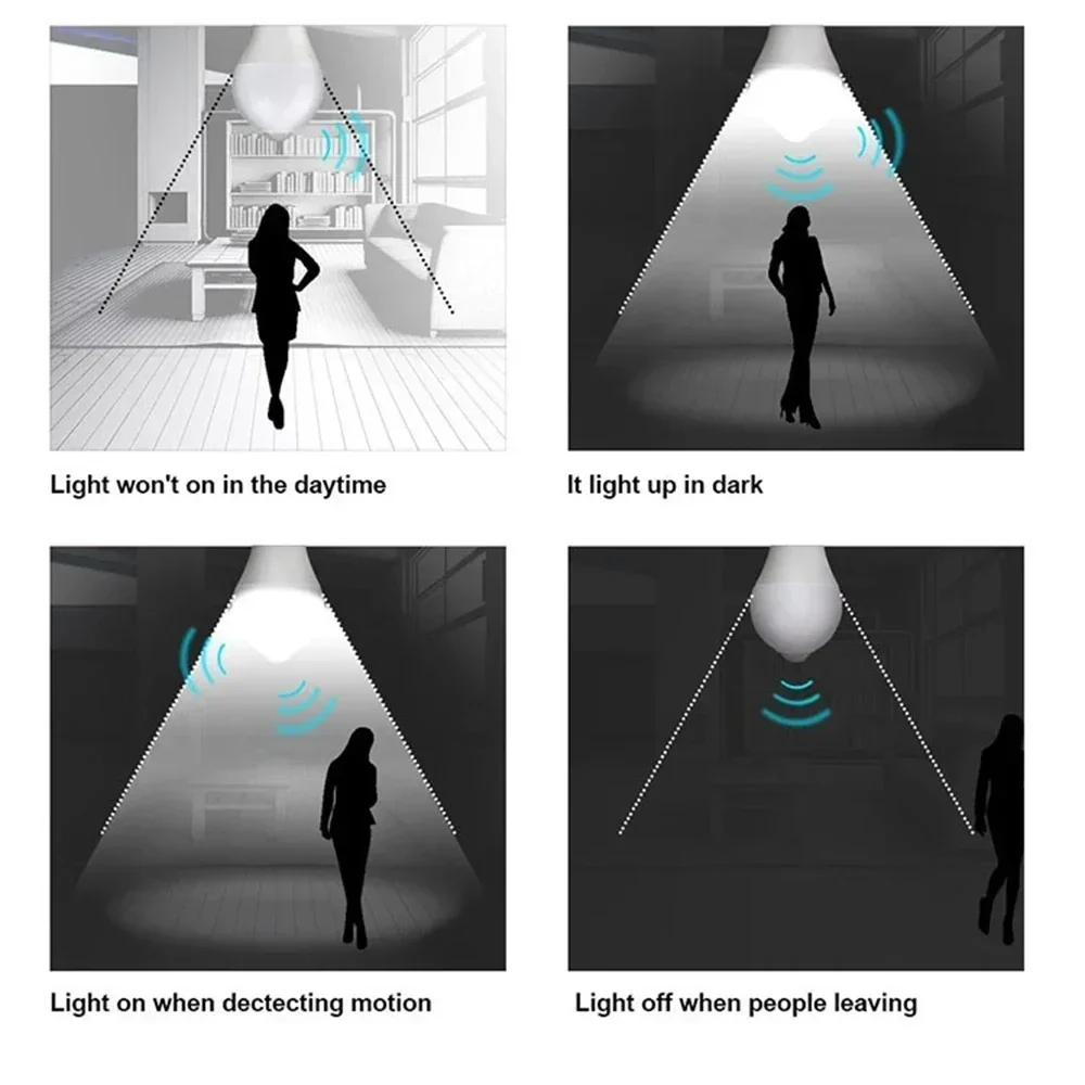 Melery E26 E27 LED Sensor Light Bulb PIR 10W Motion Energy Saving 2700K Warm White 5700K Daylight Color A60 Doorway Infrared Induction-Melery