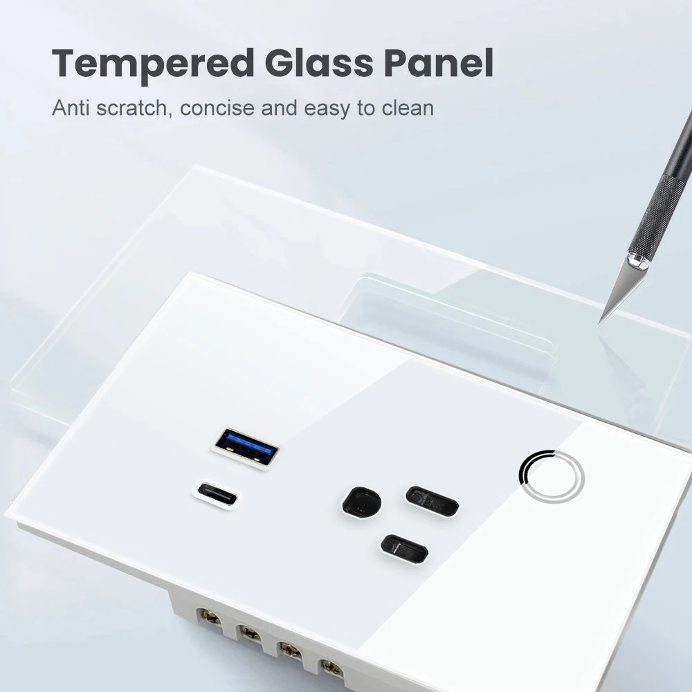 Melery Wall Socket US Plug Outlet WIFI Smart Tuya USB Type-C PD 30W 15A Power Touch Wireless Remote by Alexa Google Home Kitchen-Melery