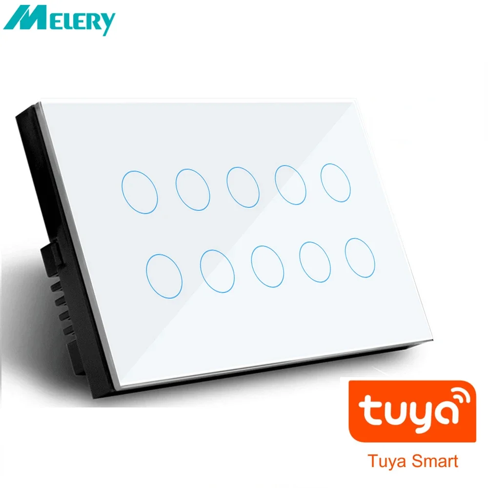 Melery Smart Tuya Light Switch 4/5/6/8/10 Gang Glass Wall Touch Sensor Alexa Remote Voice Control Google Home Assistant Office-Melery