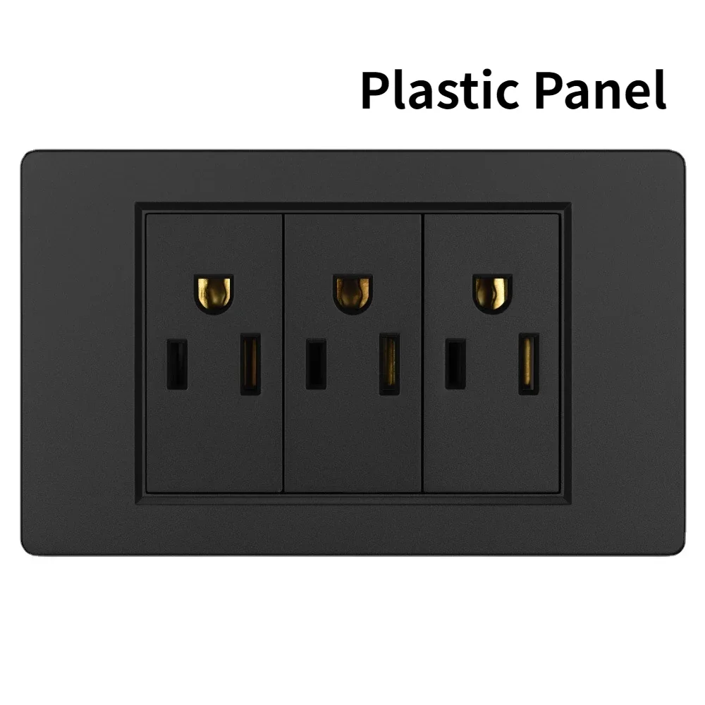 Melery US Power Wall Socket USB Type C Light Switch Double Pole Plastic&Glass Panel Outlet Plate Home Office Electrical Plug-Melery