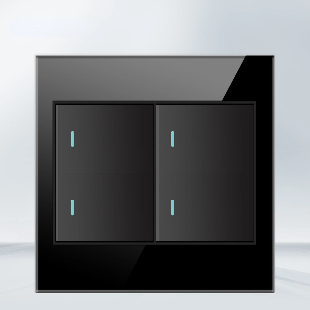 Melery  4x4 Fireproof Glass Panel Brazil Standard Outlet Double USB Type C Wall Power Socket Light Switch Office Black 10A 20A-Melery