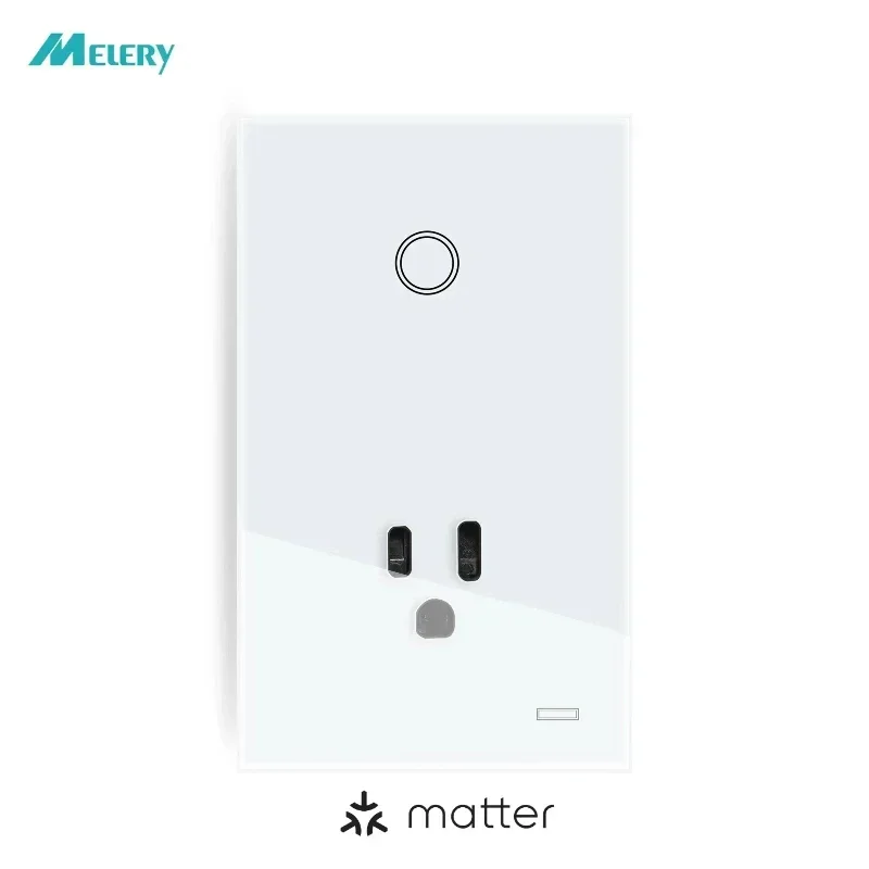 Melery Matter US Plug Wall Socket Mexico Thread Wifi Smart Tuya Light Switch USA Outlet Glass Panel Remote by Alexa Google Home-Melery