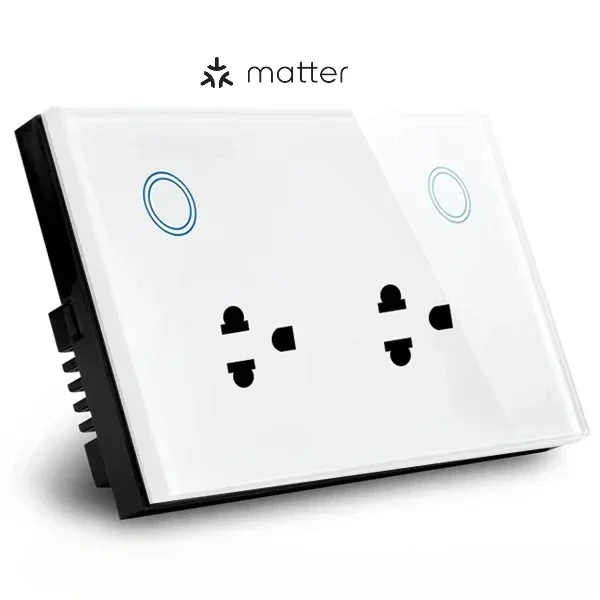 Melery Matter WiFi Smart Plug Thailand Socket Touch Glass Panel Power Outlet,Voice Remote Control Homekit App,Alexa,Google Home-Melery
