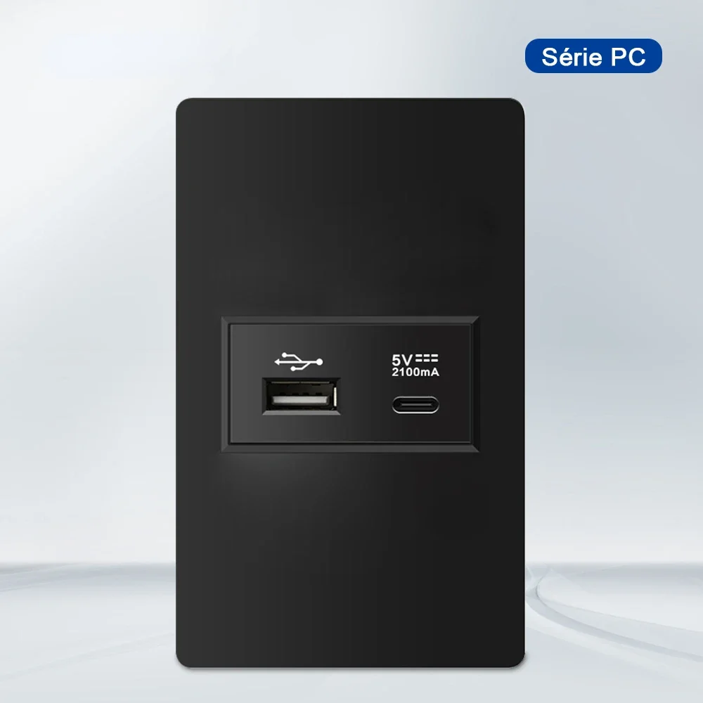 Melery  4*2 Brazilian Standard PC Flame Retardant Panel 20W Fast Charge Tpye-c USB Wall Socket, 118*74mm 2.1A 5V Outlet-Melery