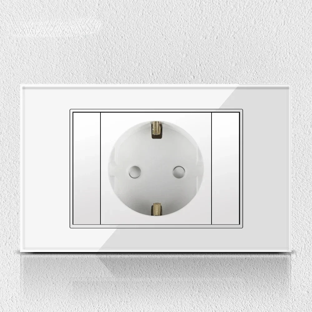 Melery Chile Italy Standard White Tempered Glass Home Office EU Outlet USb Type C Korea Wall Socket Light Pressure Switch 118-Melery