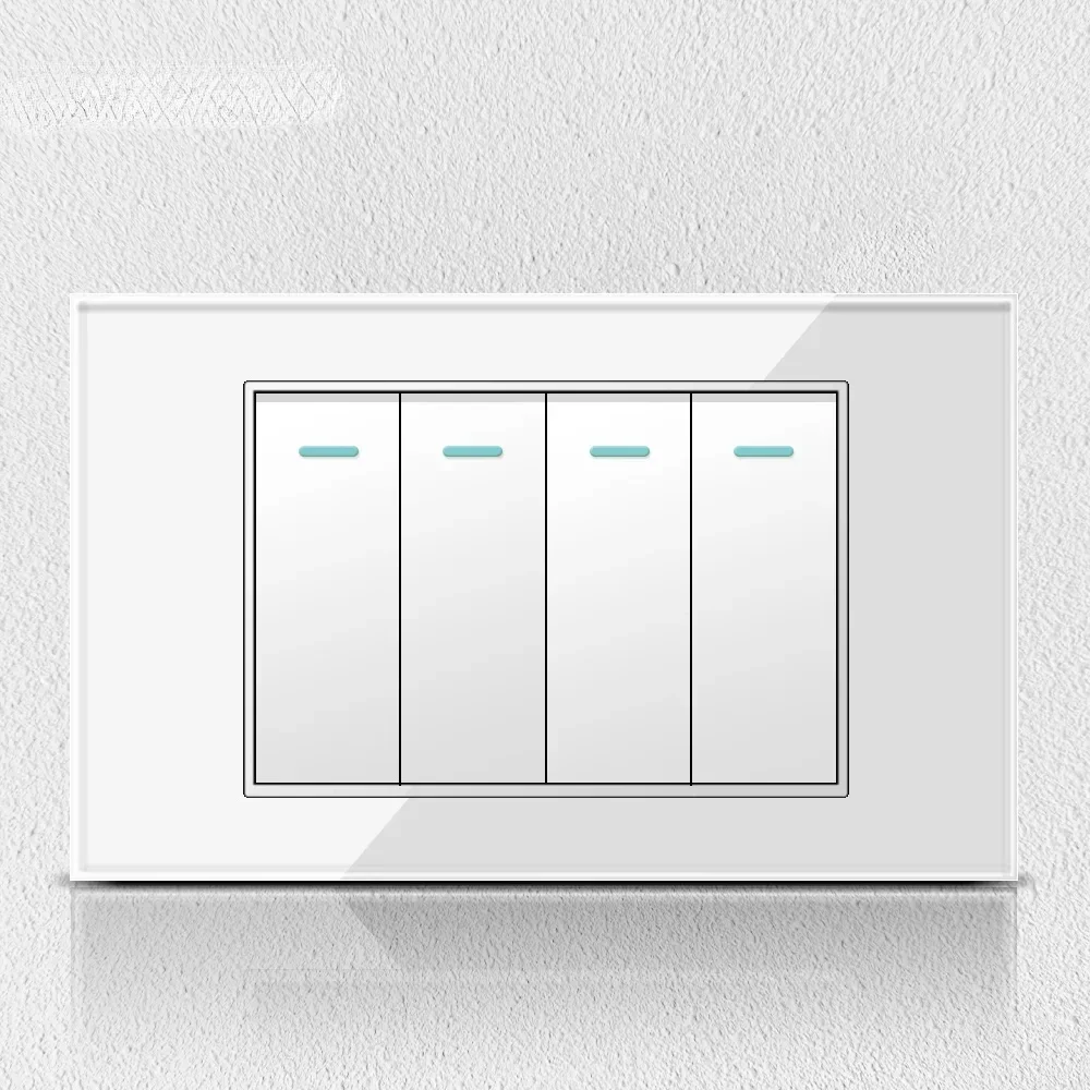 Melery Chile Italy Standard White Tempered Glass Home Office EU Outlet USb Type C Korea Wall Socket Light Pressure Switch 118-Melery