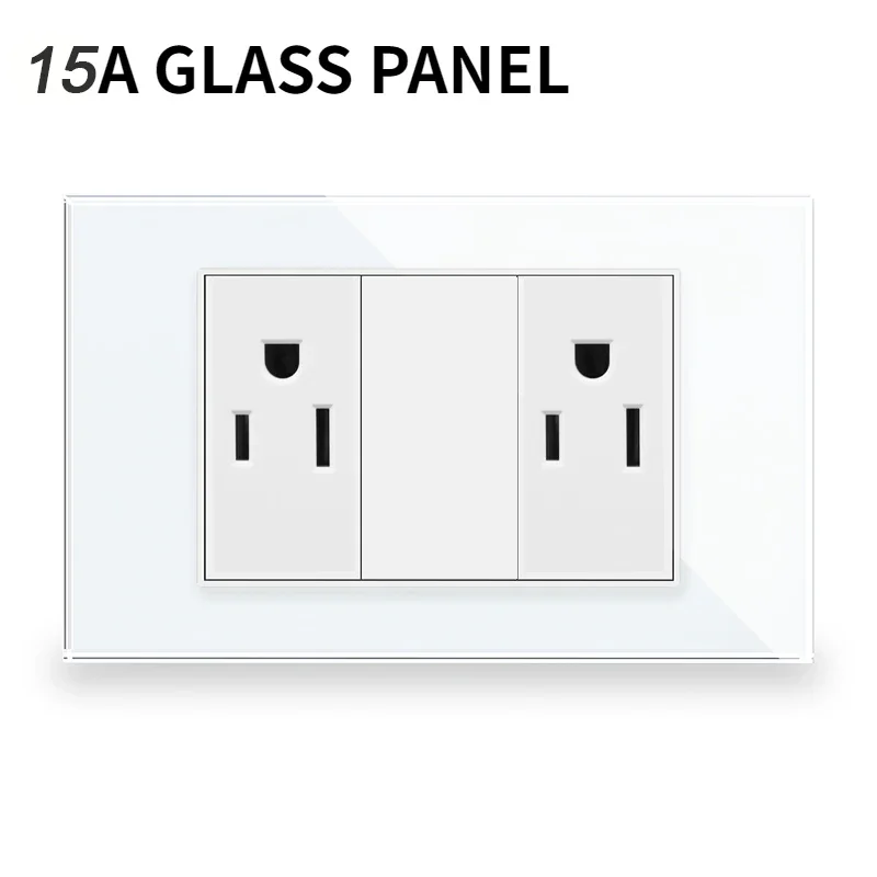 Melery US Power Wall Socket USB Type C Light Switch Double Pole Plastic&Glass Panel Outlet Plate Home Office Electrical Plug-Melery