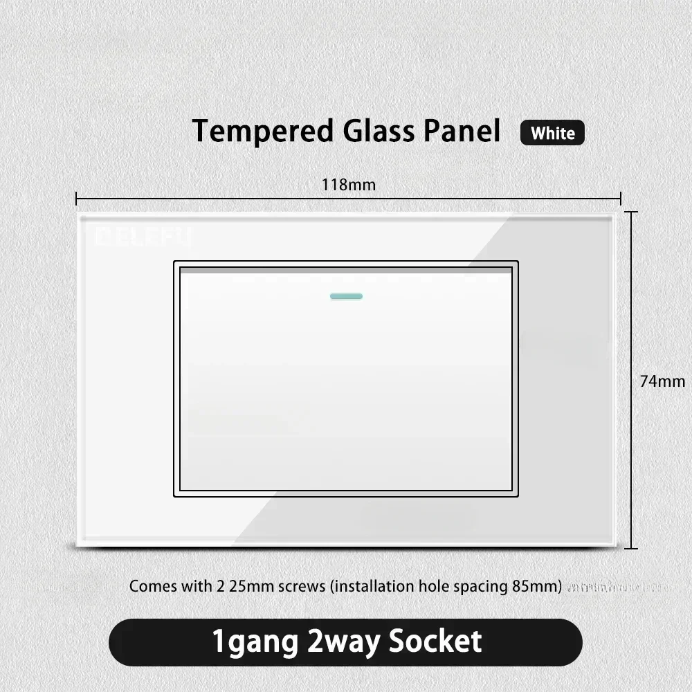 Melery White Tempered Glass Israel Standard USB Type C Fast Charging Wall Socket Light Switch Satellite TV Tel CAT5 CAT6-Melery