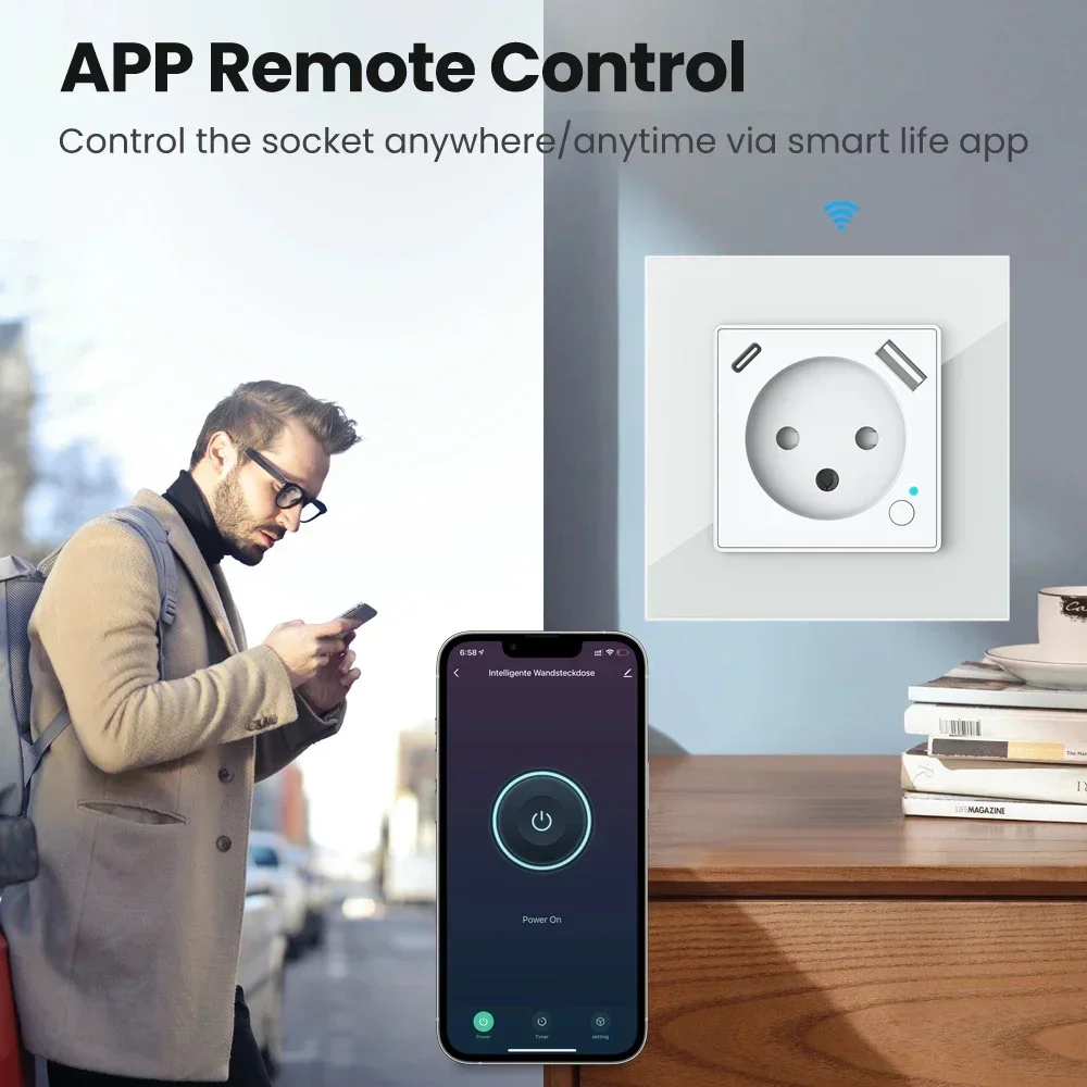 Melery Israel Wall Socket Tuya WiFi Smart Power Plug Outlet USB Type-C PD 20W Charge Port for Iphone by Alexa Dot Google Home-Melery