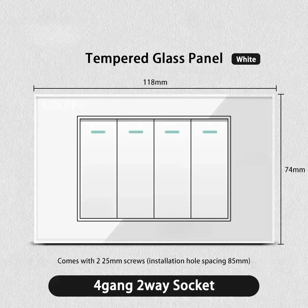 Melery White Tempered Glass Israel Standard USB Type C Fast Charging Wall Socket Light Switch Satellite TV Tel CAT5 CAT6-Melery