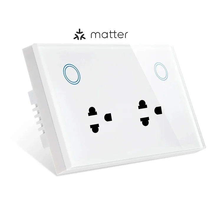 Melery Matter WiFi Smart Plug Thailand Socket Touch Glass Panel Power Outlet,Voice Remote Control Homekit App,Alexa,Google Home-Melery