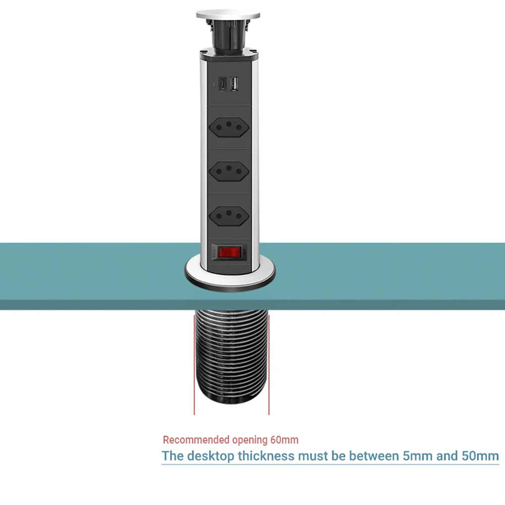 Melery Brazil Power Strip usb Pop Up Brazilian Plug Desktop Socket brazil Electric socket Home Office USB Charger 1.8m Extenstion Cord-Melery