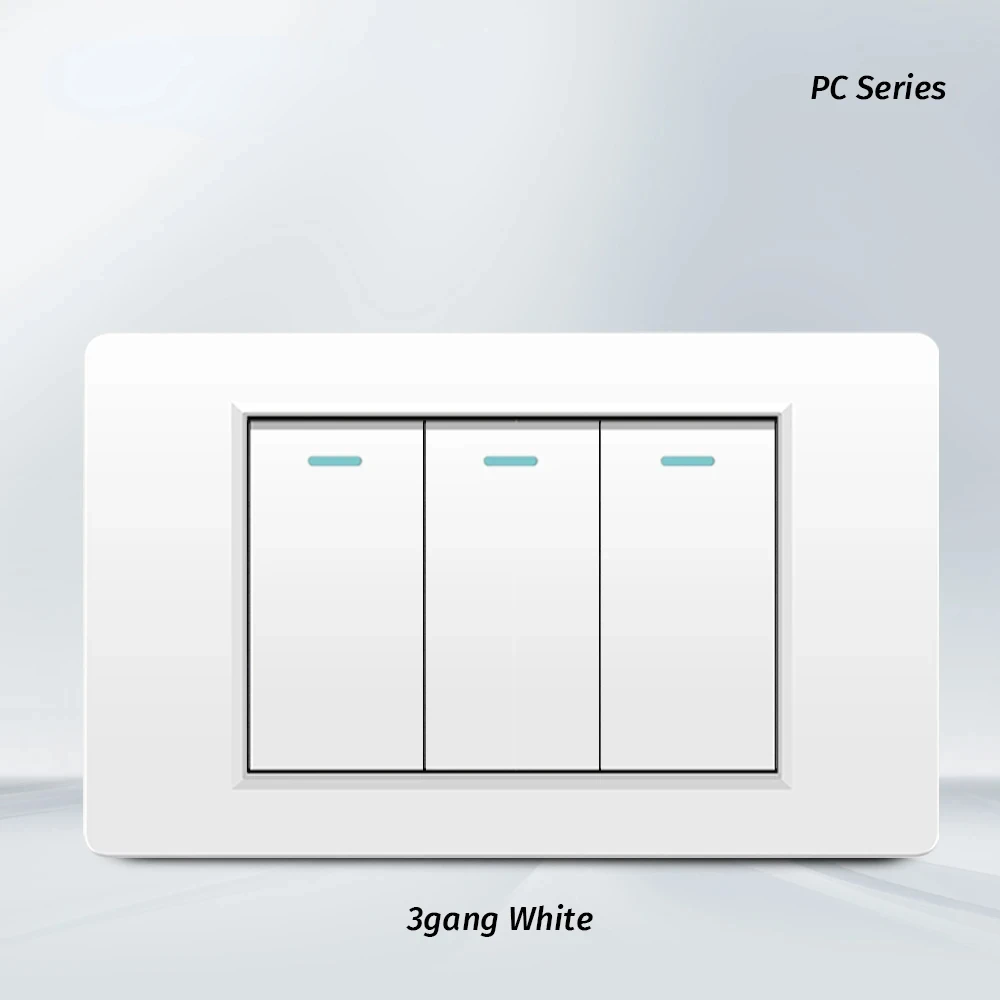 Melery  White Black Gray 16A 118*72 US Brazil Italy Light Switch,PC Panel 1/2/3/4gang 1/2way Switch on Off,Wall Electrical Outlet-Melery