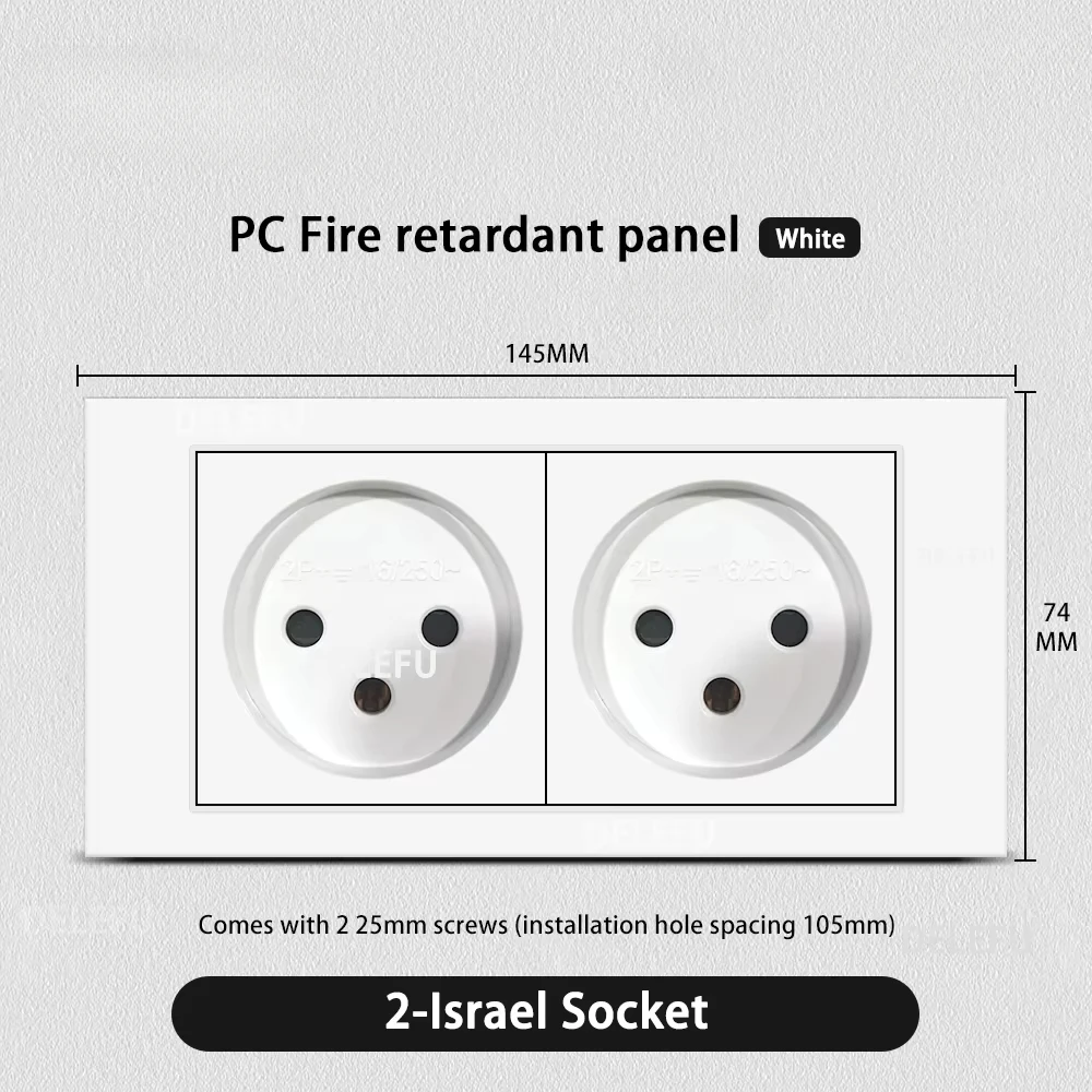 Melery Flame Retardant SC31 Panel 145mm White Israel Standard USB TypeC Fast Charging Wall Socket Switch TV Tel CAT5 CAT6-Melery