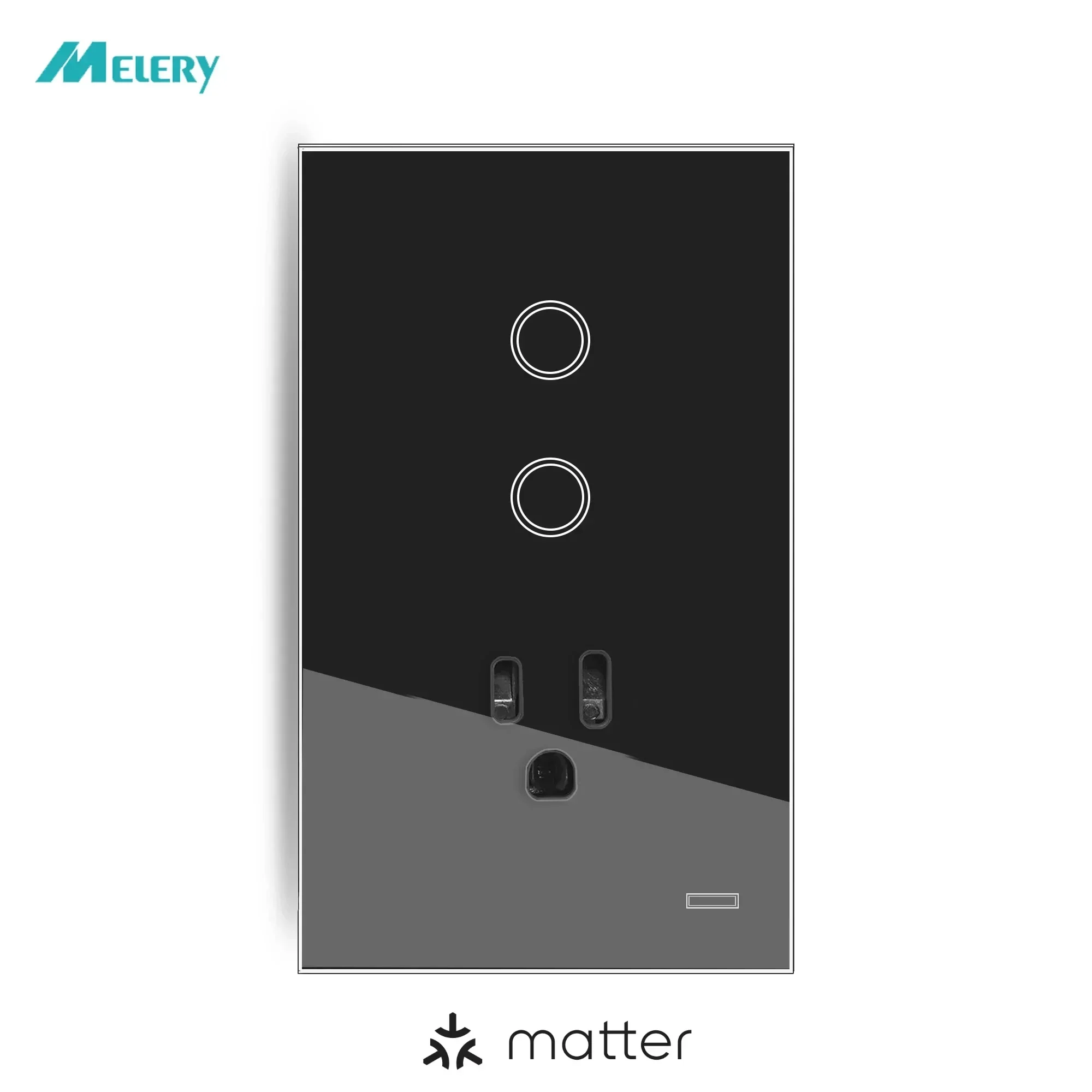 Melery Matter US Plug Wall Socket Mexico Thread Wifi Smart Tuya Light Switch USA Outlet Glass Panel Remote by Alexa Google Home-Melery
