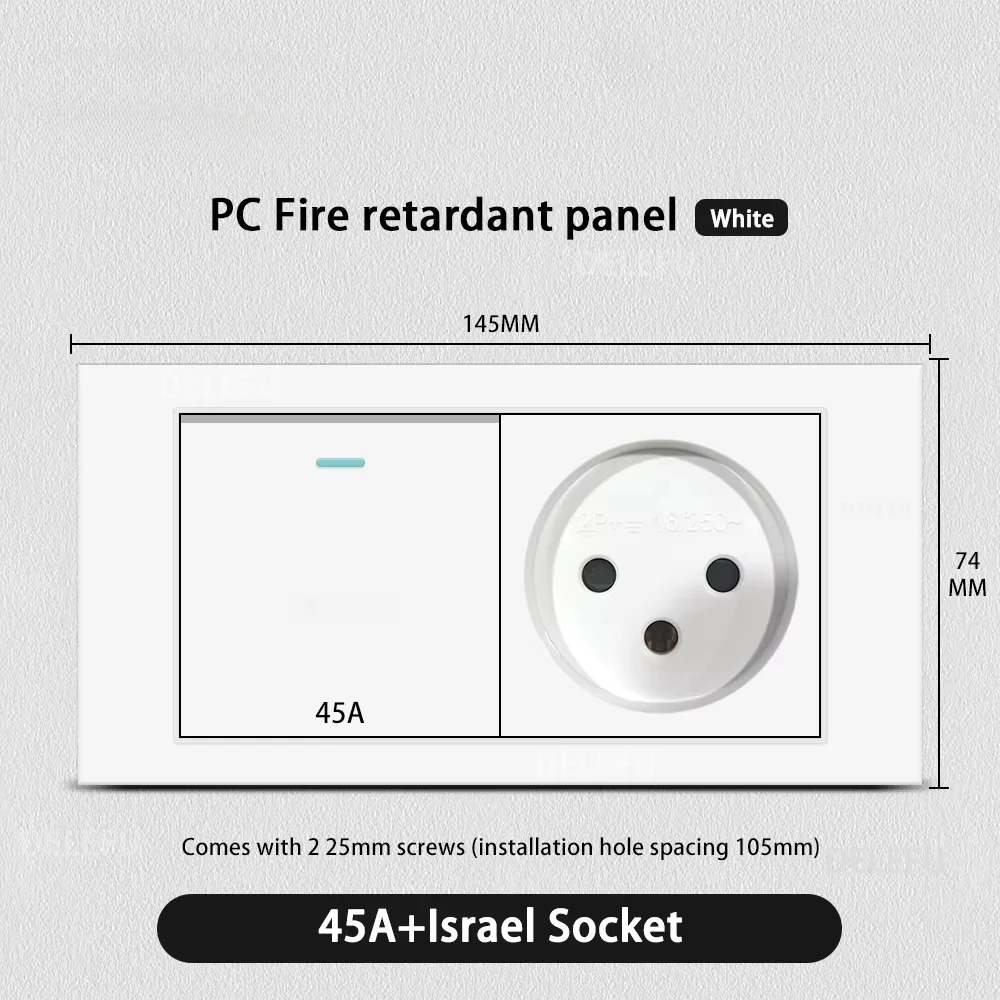 Melery Flame Retardant SC31 Panel 145mm White Israel Standard USB TypeC Fast Charging Wall Socket Switch TV Tel CAT5 CAT6