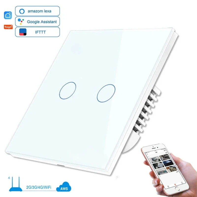 Melery Wifi Smart Light Switch Wall Glass Screen Interruptor Touch Panel Voice Control Wireless by Alexa Google Home 1/2/3/4Gang-Melery