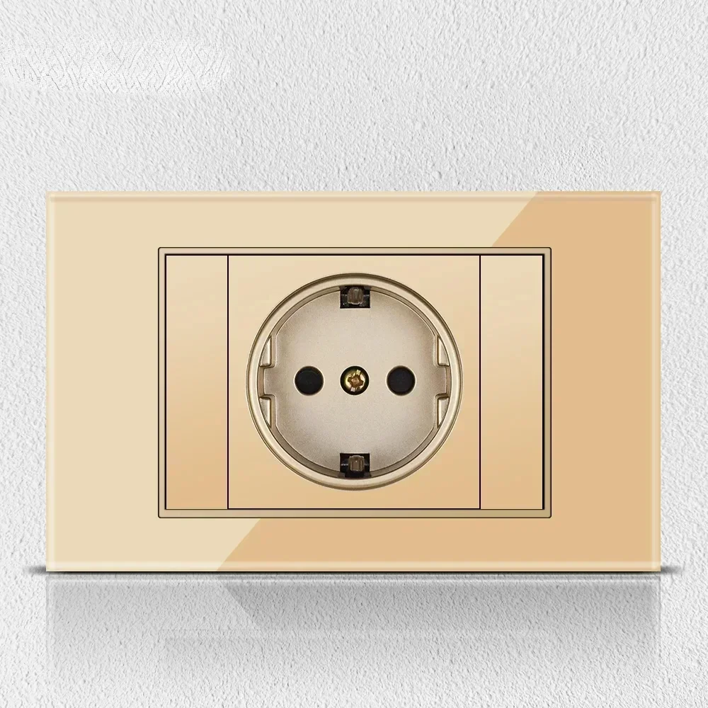 Melery Italy Chile Tempered Gold Glass Home Office EU Korean Outlet USB TypeC Korea Wall Socket Light Pressure Switch Electrical-Melery