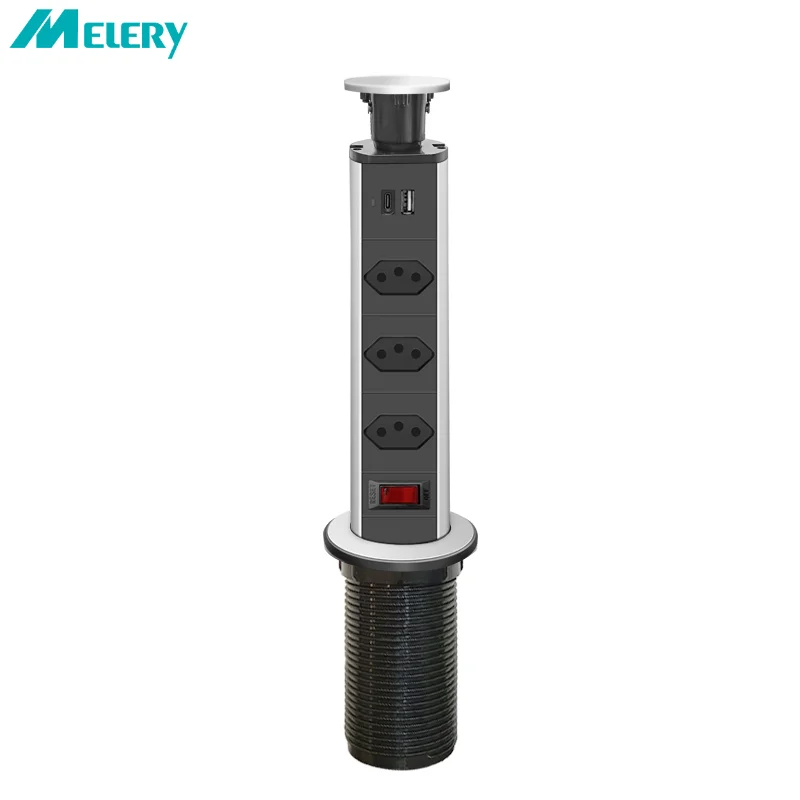 Melery Brazil Power Strip usb Pop Up Brazilian Plug Desktop Socket brazil Electric socket Home Office USB Charger 1.8m Extenstion Cord-Melery