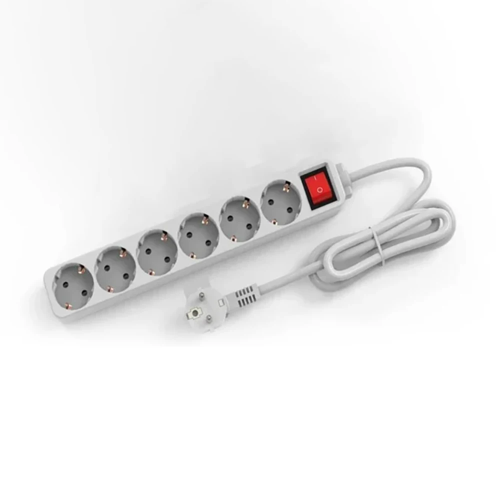 Melery  Power Strip Surge Protector 3/4/5/6 AC EU Electrical Plug Outlet Socket Lead Extension Adapter Extenstion Cord Cable 1.5m-Melery
