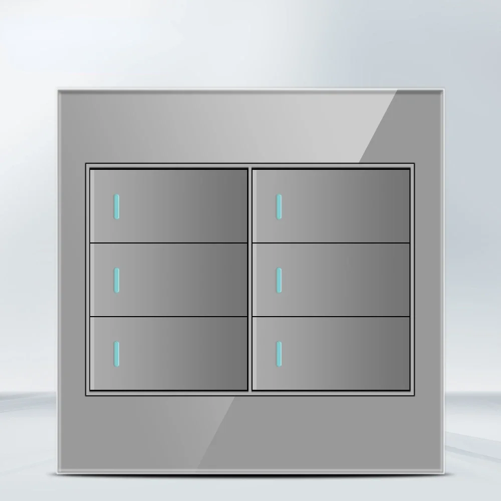 Melery  4x4 Fireproof Glass Panel Brazil Standard Outlet Double USB Type C 10/20W Wall Power Socket Light Switch Office Grey 20A-Melery