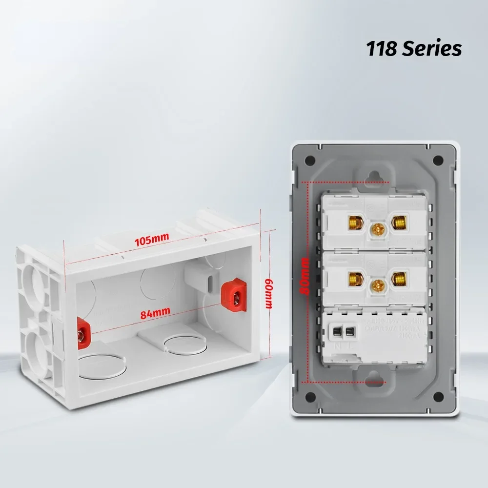Melery  Brazil USB Wall Socket Fast Charge Type C  PD 20W White Black Gray 118*72mm Outlet 20A Tempered Glass Panel Home Office-Melery