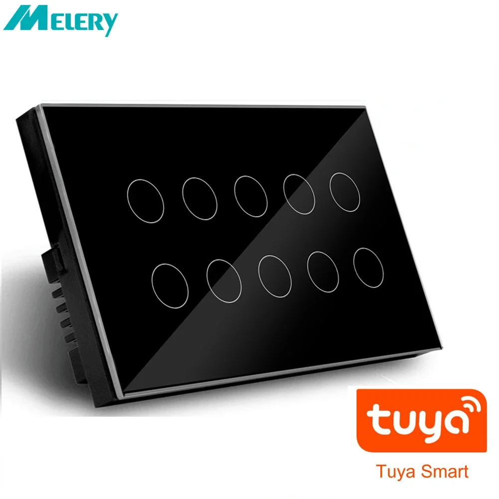 Melery Smart Tuya Light Switch 4/5/6/8/10 Gang Glass Wall Touch Sensor Alexa Remote Voice Control Google Home Assistant Office-Melery
