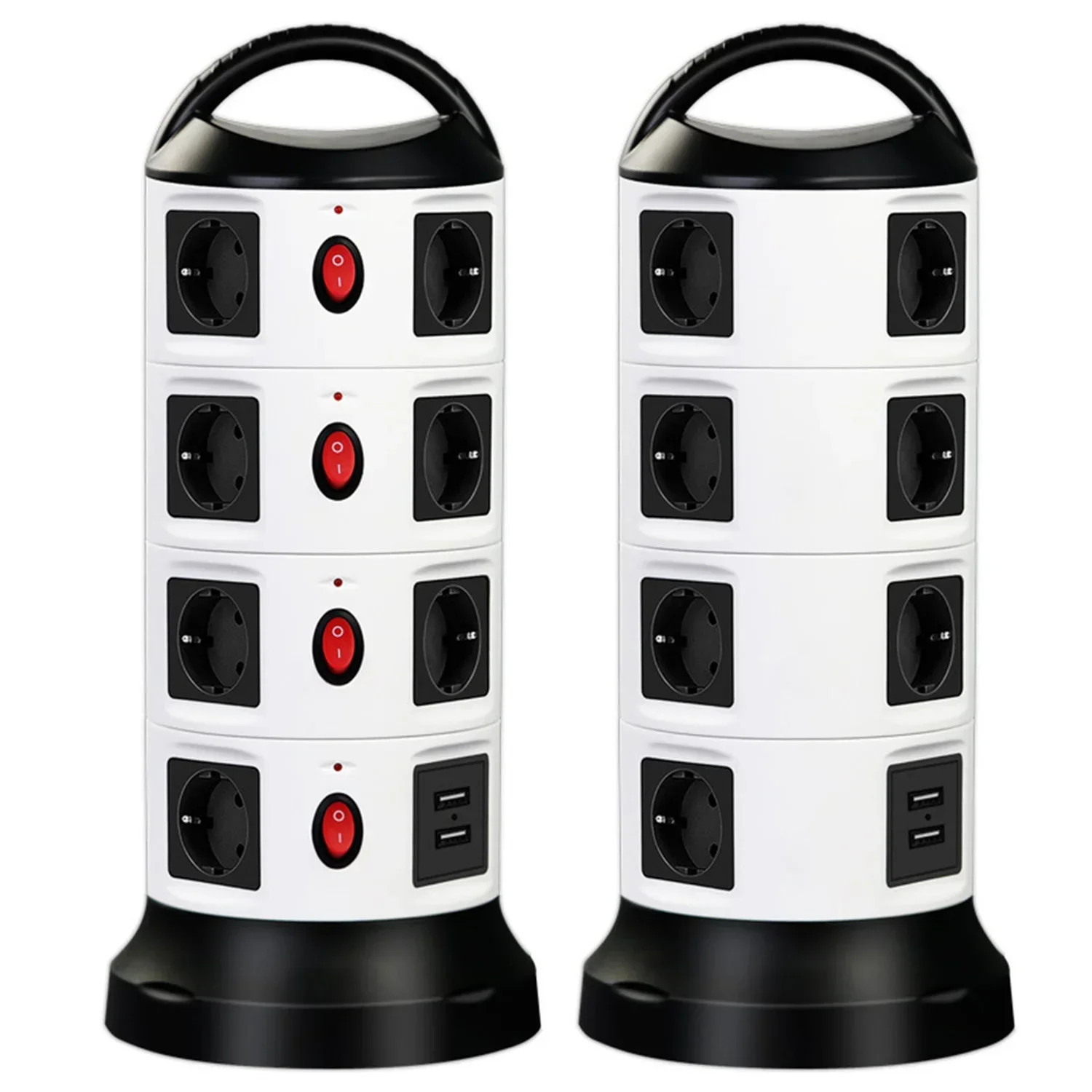 Melery Vertical Power Strip Multiple Tower Socket Surge Protector EU Plug Outlets with USB Switchable 1.8m Extension Cable Home Office-Melery