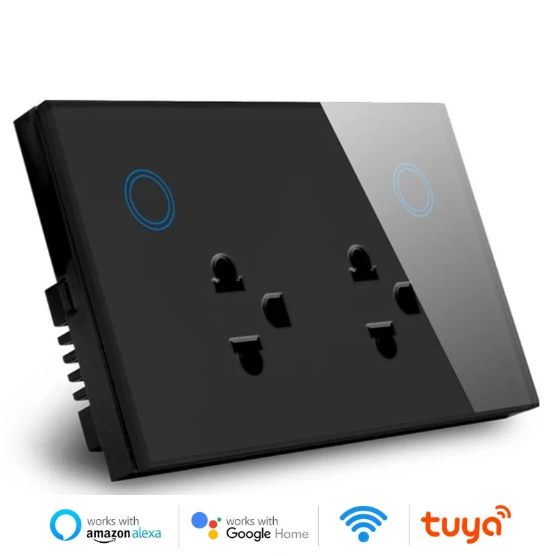 Melery  WIFI Smart Life Tuya US Socket Touch Glass Panel Thailand Double Outlet Voice Remote Control by APP Alexa Google Home-Melery
