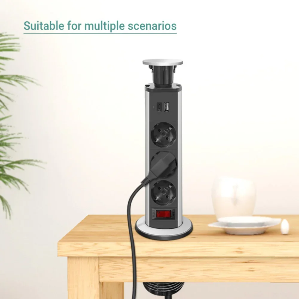 Melery  Table Socket Electrical Plug Brazil EU US UK AU FR Desk Power Strip Smart USB Type-C Hidden Outlet Home Office Kitchen-Melery