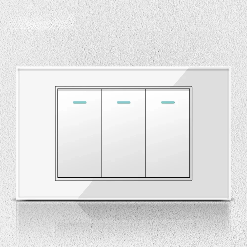 Melery Chile Italy Standard White Tempered Glass Home Office EU Outlet USb Type C Korea Wall Socket Light Pressure Switch 118-Melery