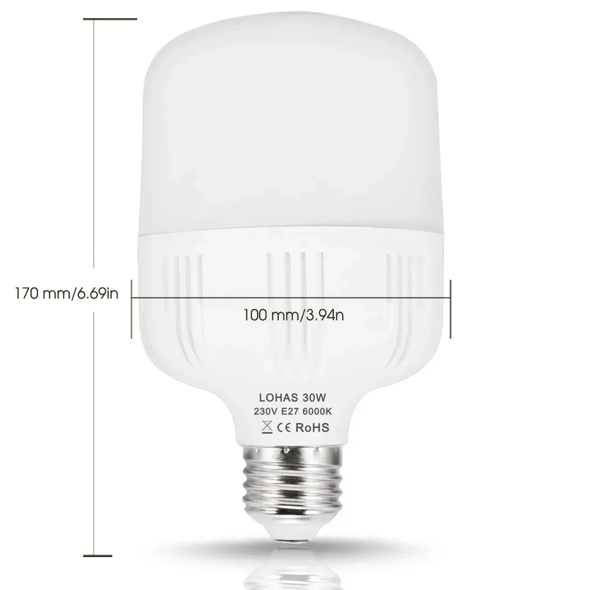 Melery E27 LED Light Bulb 250-300W HID/MH Equivalent 30W Commercial Retrofit T80 Lamp 3400 Lumens Daylight 6000K for Indoor Bedroom-Melery