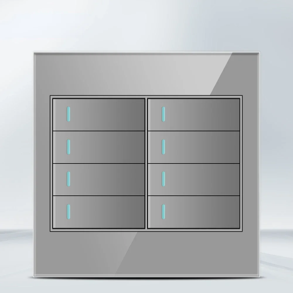 Melery  4x4 Fireproof Glass Panel Brazil Standard Outlet Double USB Type C 10/20W Wall Power Socket Light Switch Office Grey 20A-Melery