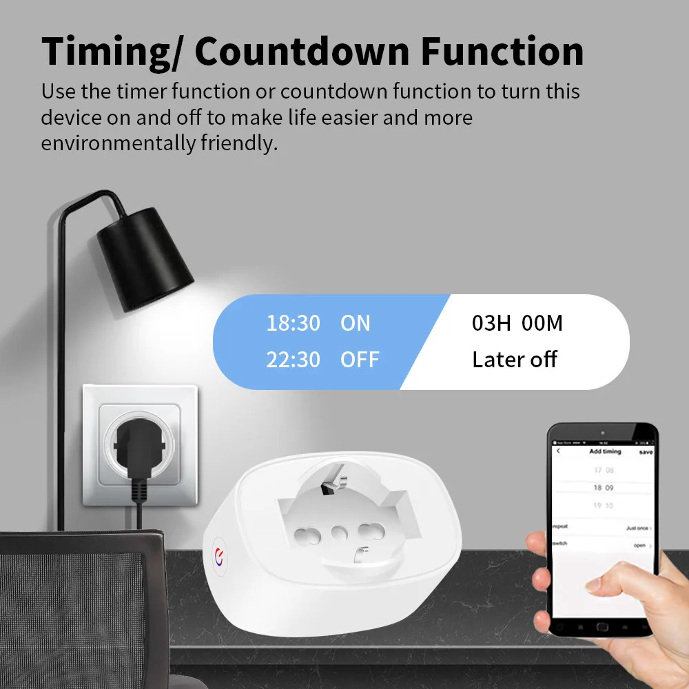 Melery Tuya WiFi 16A Smart Plug  Standard Italy Socket with Power Monitor Smart Life APP Remote Voice Control for Google Home Alexa-Melery