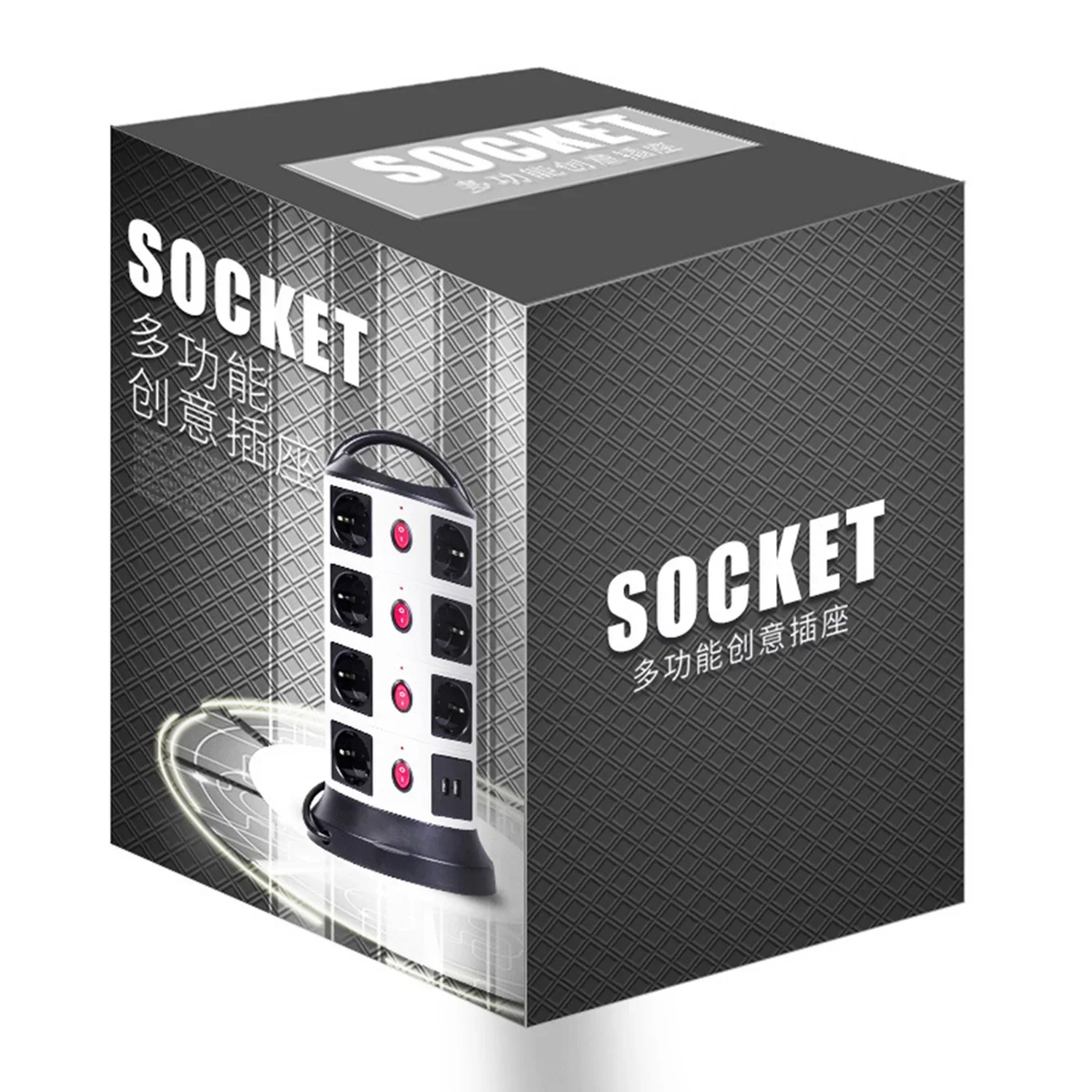 Melery Vertical Power Strip Multiple Tower Socket Surge Protector EU Plug Outlets with USB Switchable 1.8m Extension Cable Home Office-Melery