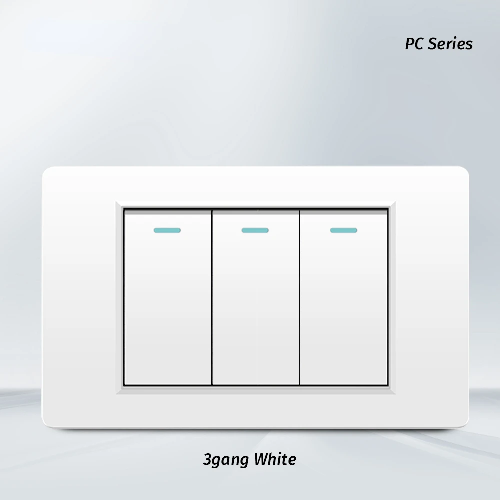 Melery  White Black Gray 16A 118*72 US Brazil Italy Light Switch,PC Panel 1/2/3/4gang 1/2way Switch on Off,Wall Electrical Outlet-Melery