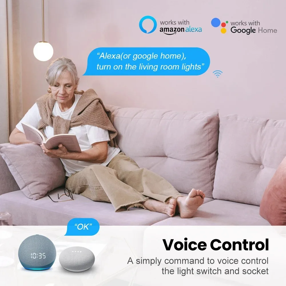 Melery Wifi Smart Tuya Light Switch US Plug Wall Socket Mexico American US Outlet Touch Glass Panel Remote by Alexa Google Home-Melery