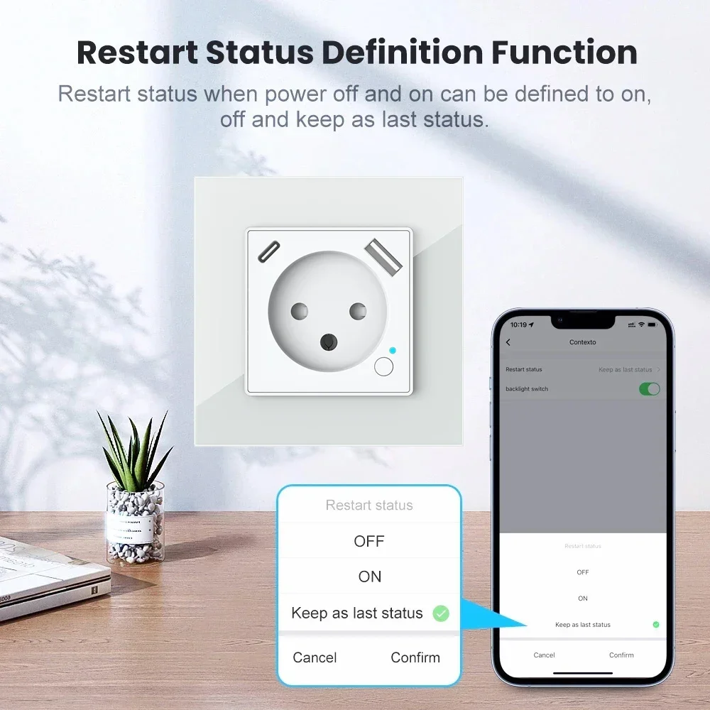 Melery Israel Wall Socket Tuya WiFi Smart Power Plug Outlet USB Type-C PD 20W Charge Port for Iphone by Alexa Dot Google Home-Melery