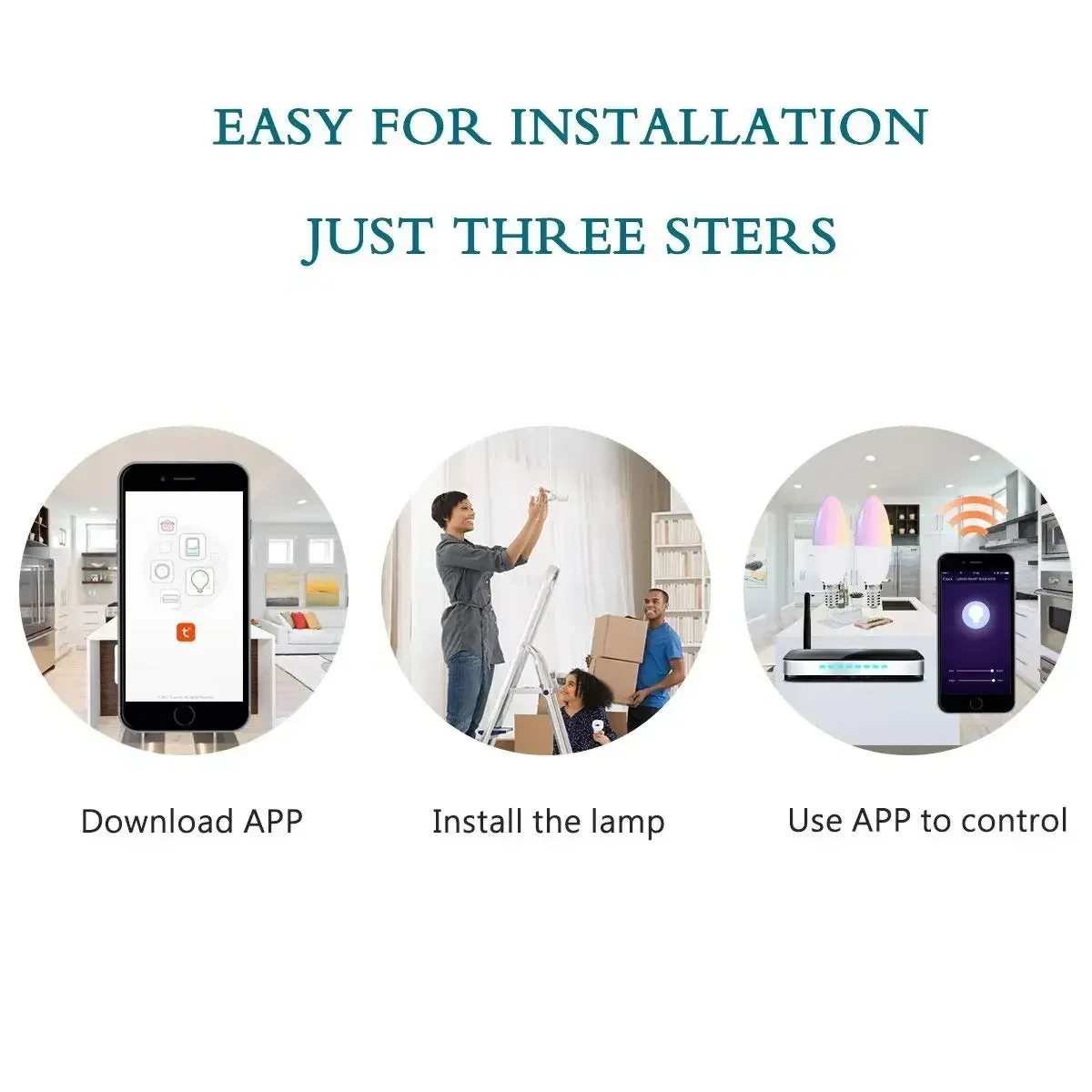 Melery  E14 Smart WiFi LED Candle Bulb 5W Equal to 40W Lamp RGB Cold Warm White Color Changing Mood Light by  Alexa Google Home-Melery