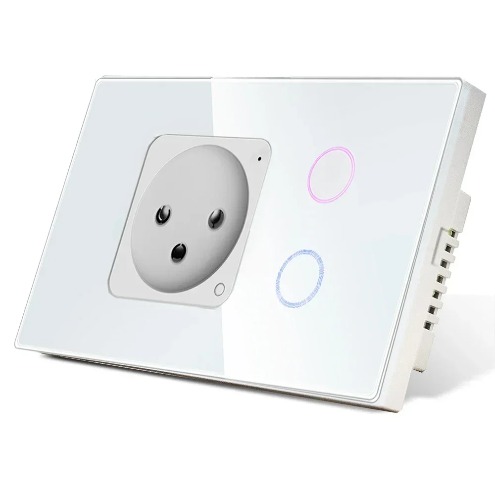 Melery Israel Wall Socket Wifi Smart Light Switch Tuya Plug Electrical Outlet Touch Glass Panel Intelligent Alexa Google Home-Melery